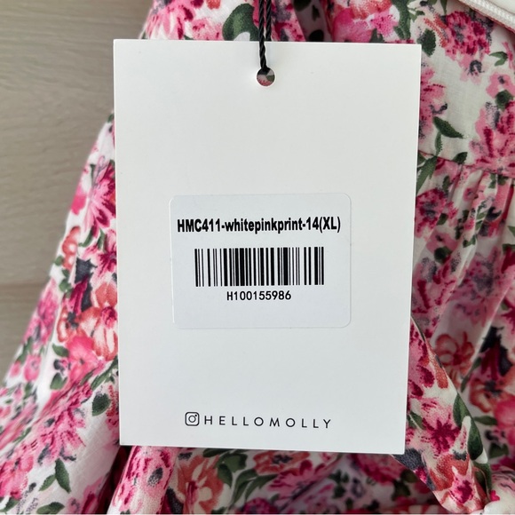 Hello Molly Ruffled Out Floral Pink and White One Shoulder Dress Size 10 NWT - Picture 12 of 14